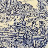 Set of 12 FLAT PLATES BP with blue country décor