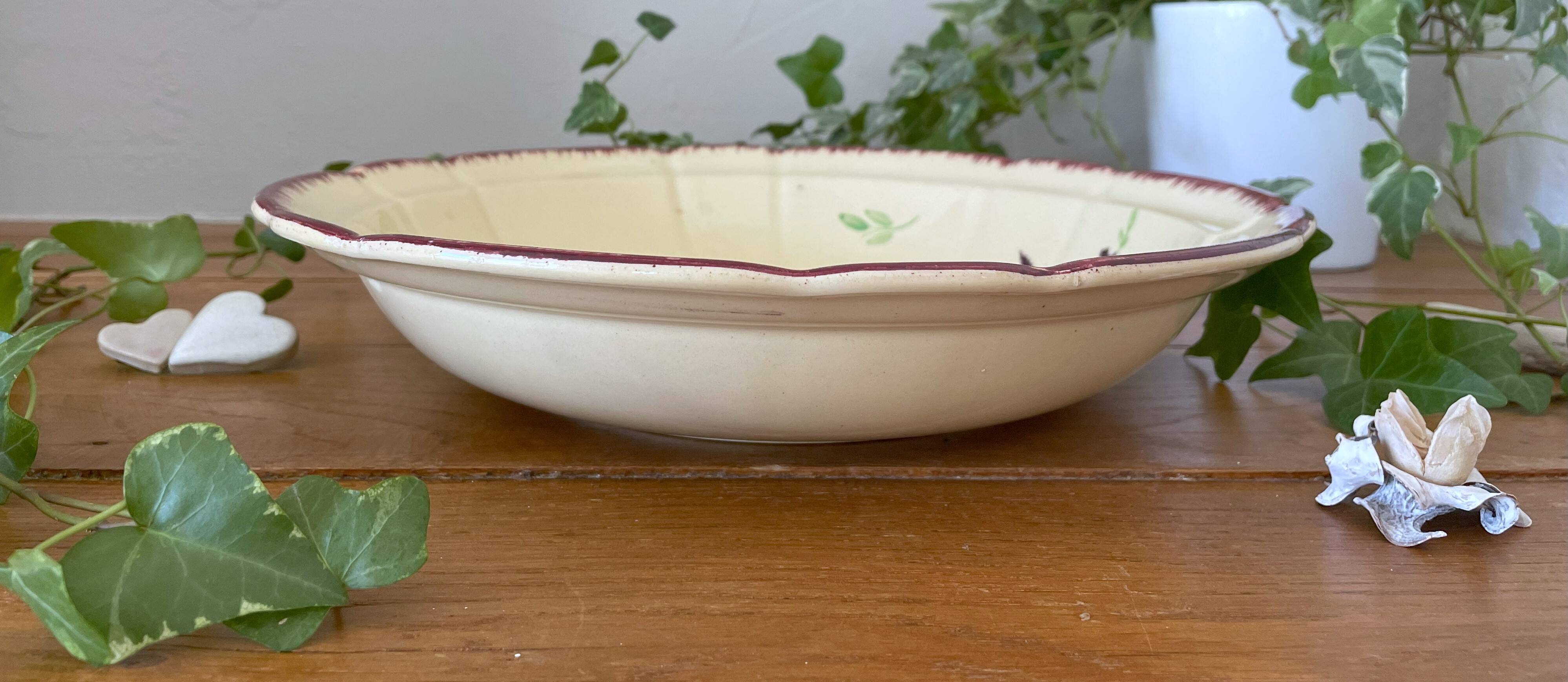 Antique earthenware salad bowl from pexonne (lorraine)