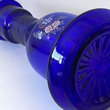 Atypique Gros Vase Photophore Verre Épais Bleu Cobalt Décoratif Carafe