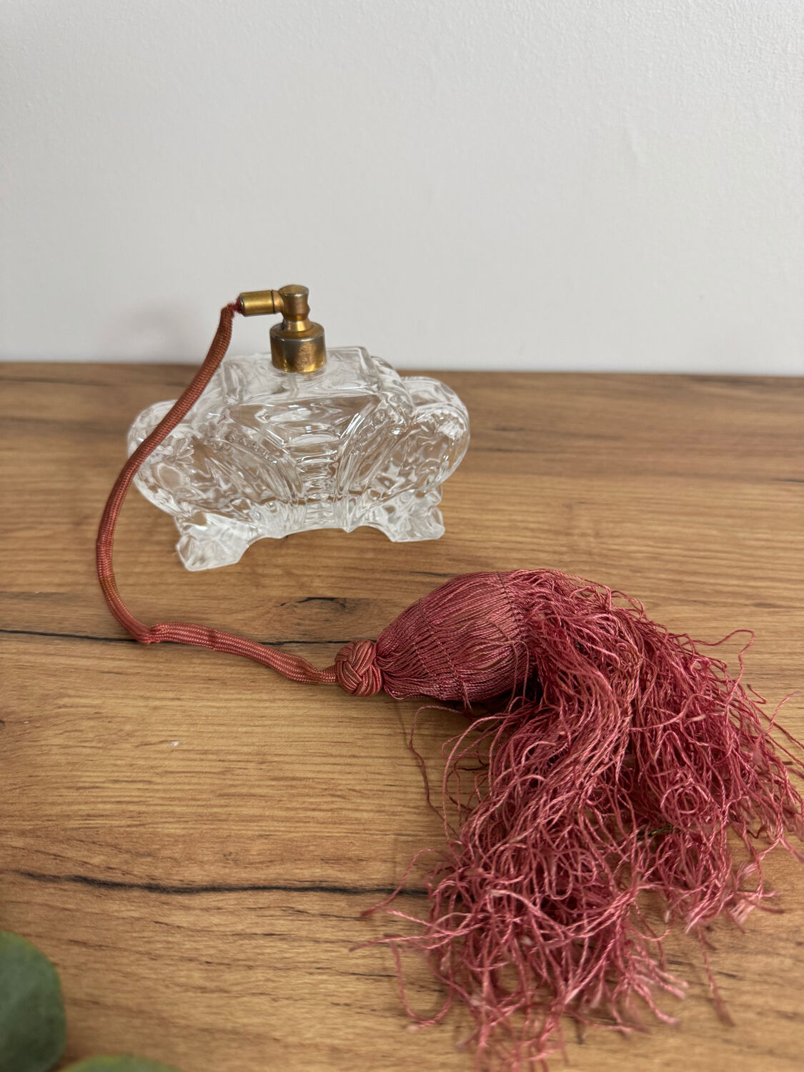 Vintage perfume bottle and spray.