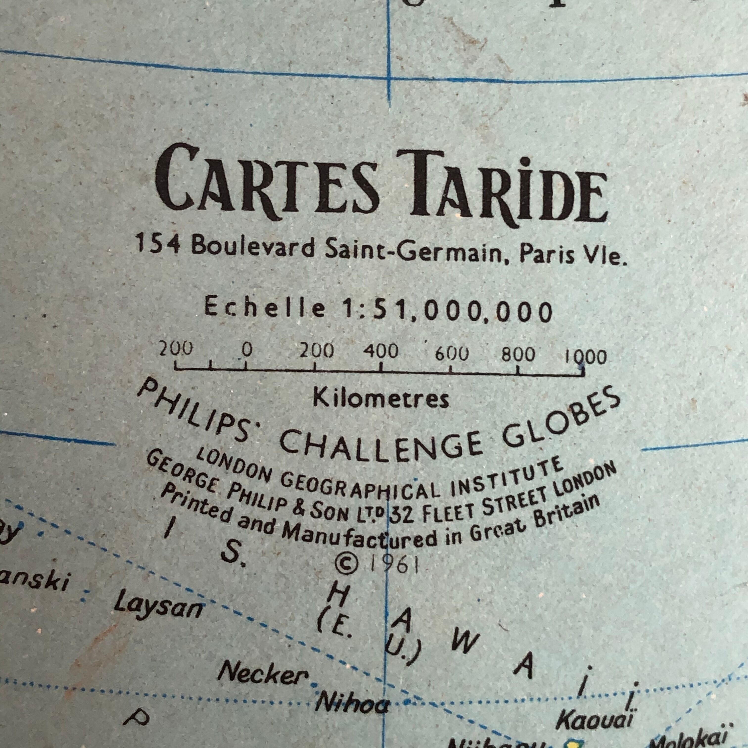 Vintage Taride Tripod Globe 1961 - 37 cm