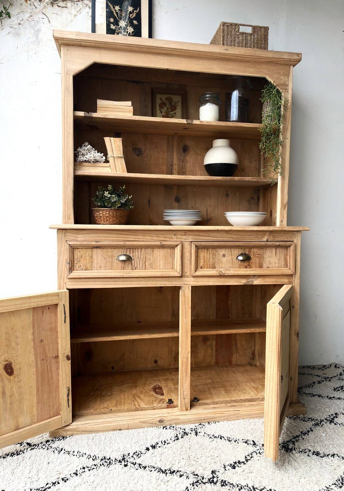 Buffet vaisselier en pin massif style anglais