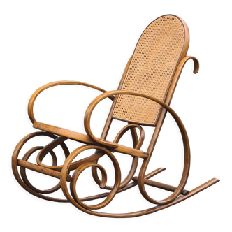 Rocking chair in rattan bentwood vintage 1960