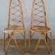 Paire de chaises en bambou et rotin années 70