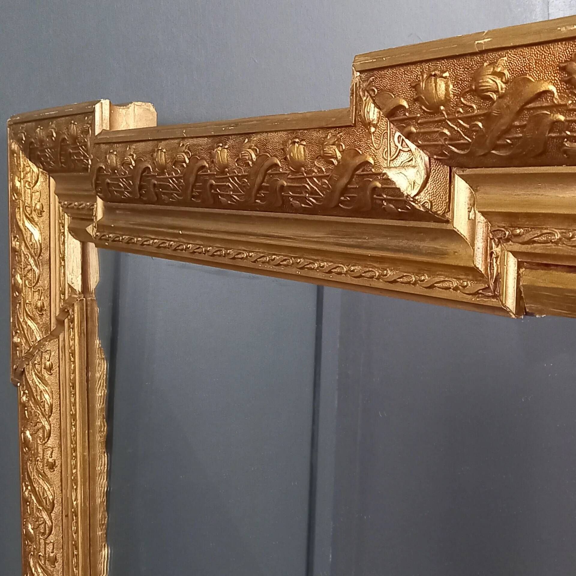Antique French Napoleon III mirror with gold-coloured frame