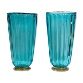 Pair of vases signed Murano glass "Toso"