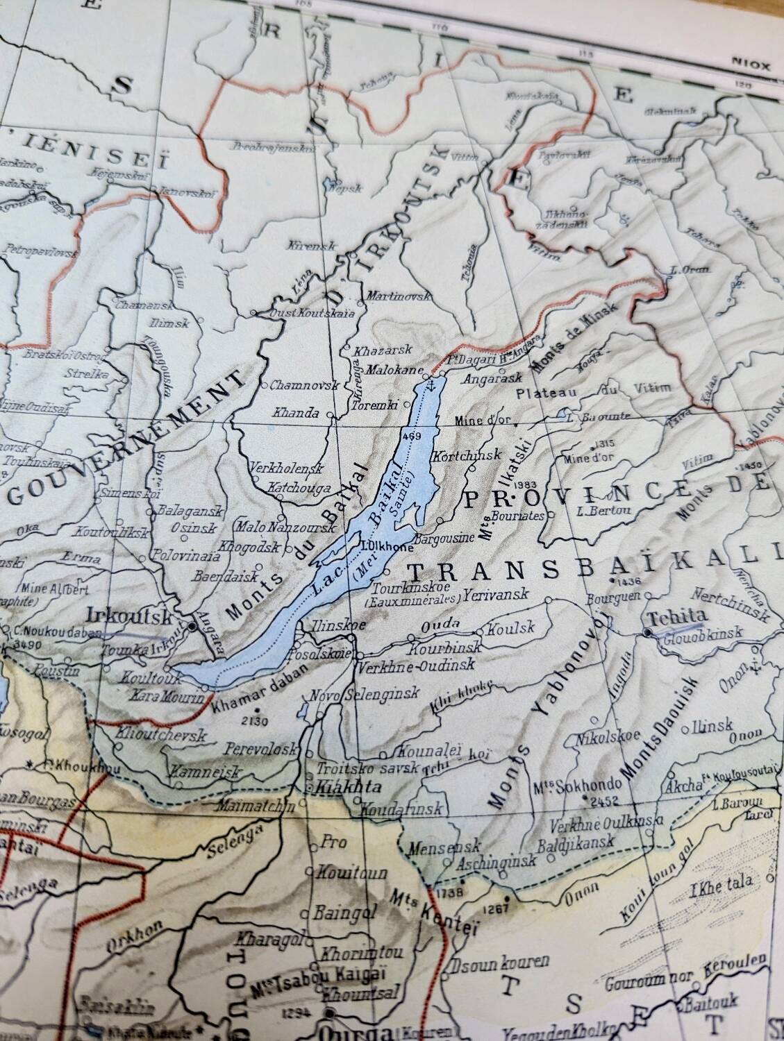 Mongolie, Asie. Planche géographique imprimée en 1900.