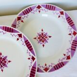 4 flat ironstone plates from Moulin des Loups and Hamage, Madeleine model