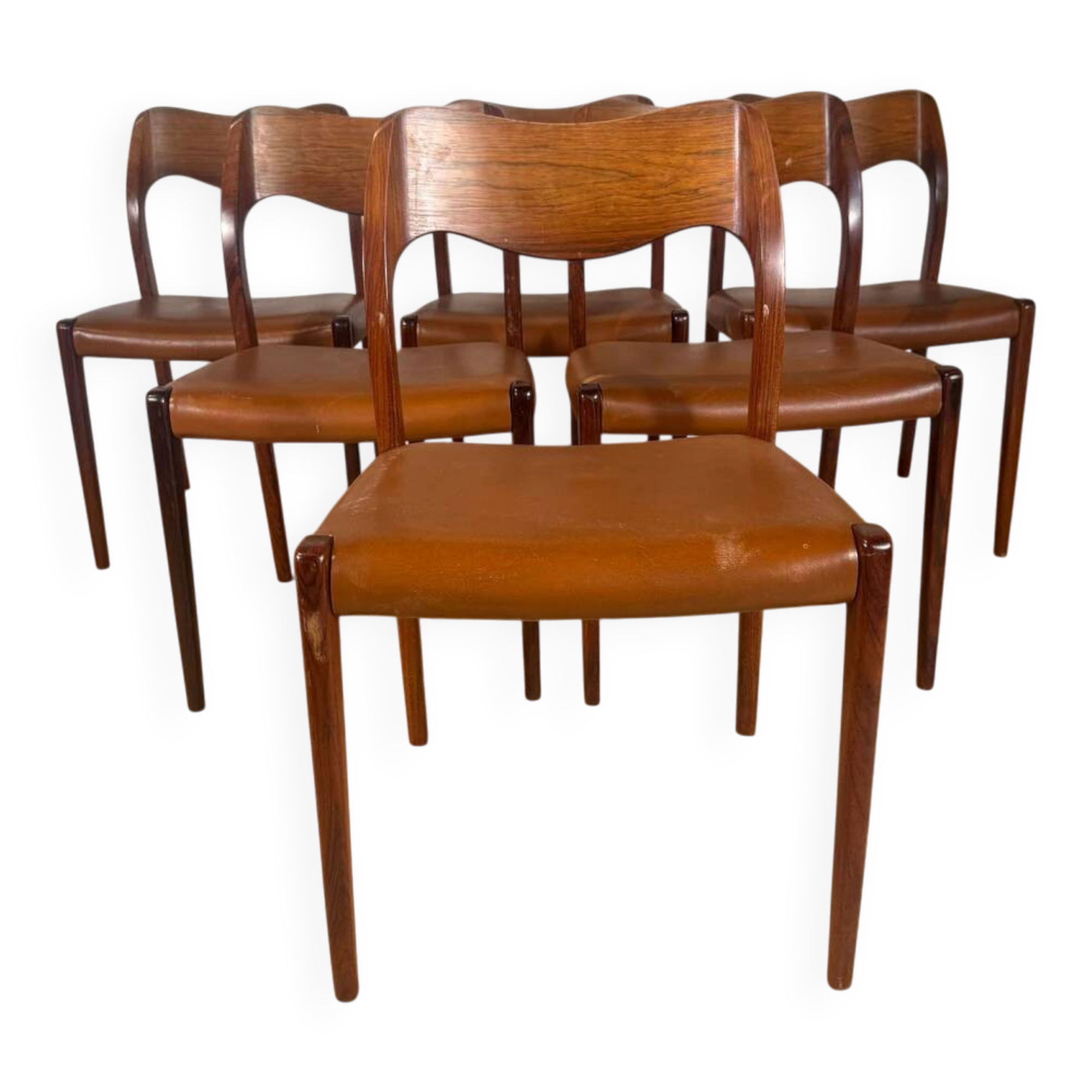 Set of 6 Model 71 chairs by Niels Otto Møller, 1960s
