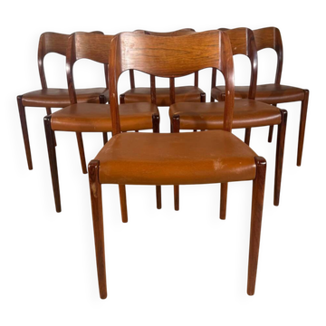 Set of 6 Model 71 chairs by Niels Otto Møller, 1960s