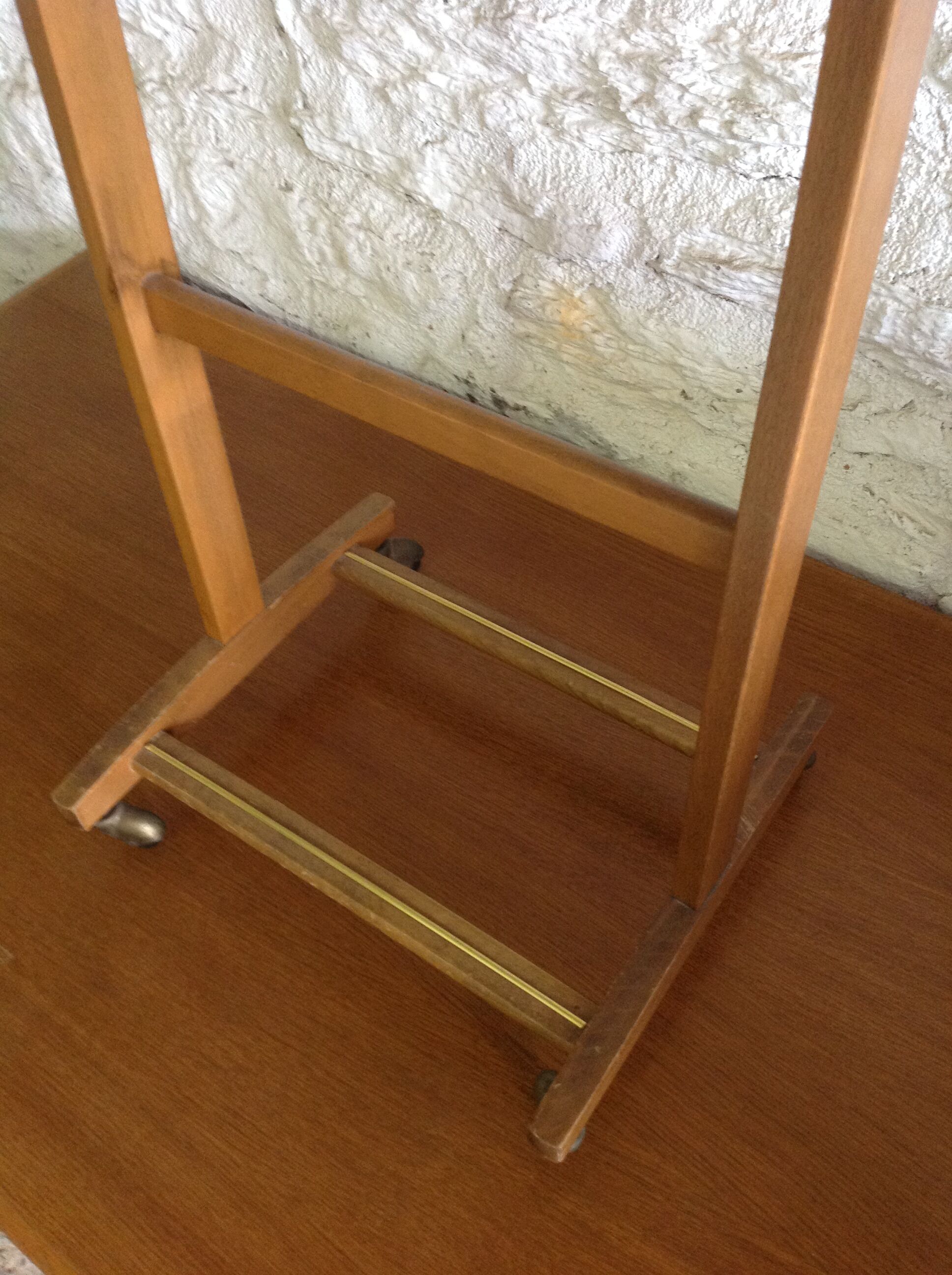 Brass wood wheeled valet