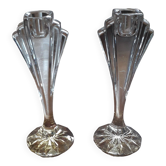 1 lot de 2 bougeoirs vintage en cristal