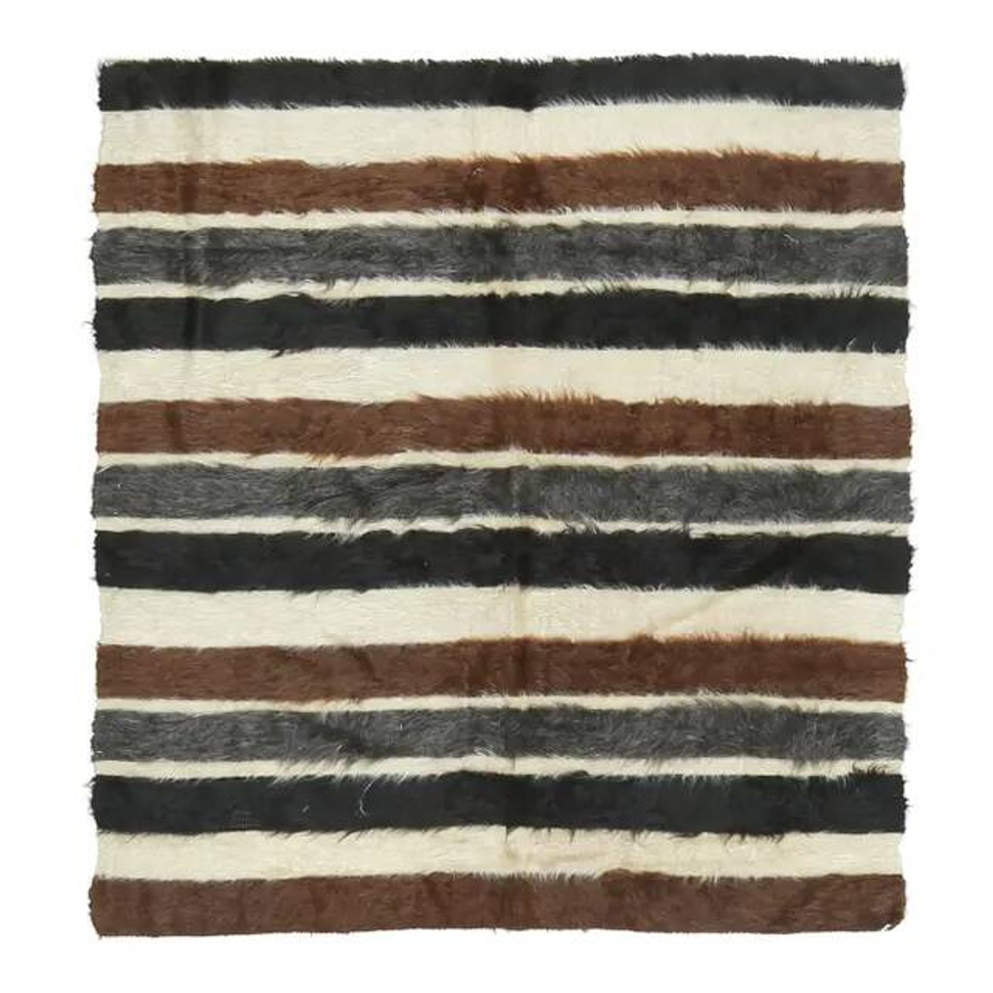 Vintage Turkish Hand-Knotted Wool Cotton Beige Kilim Area Rug 127x140