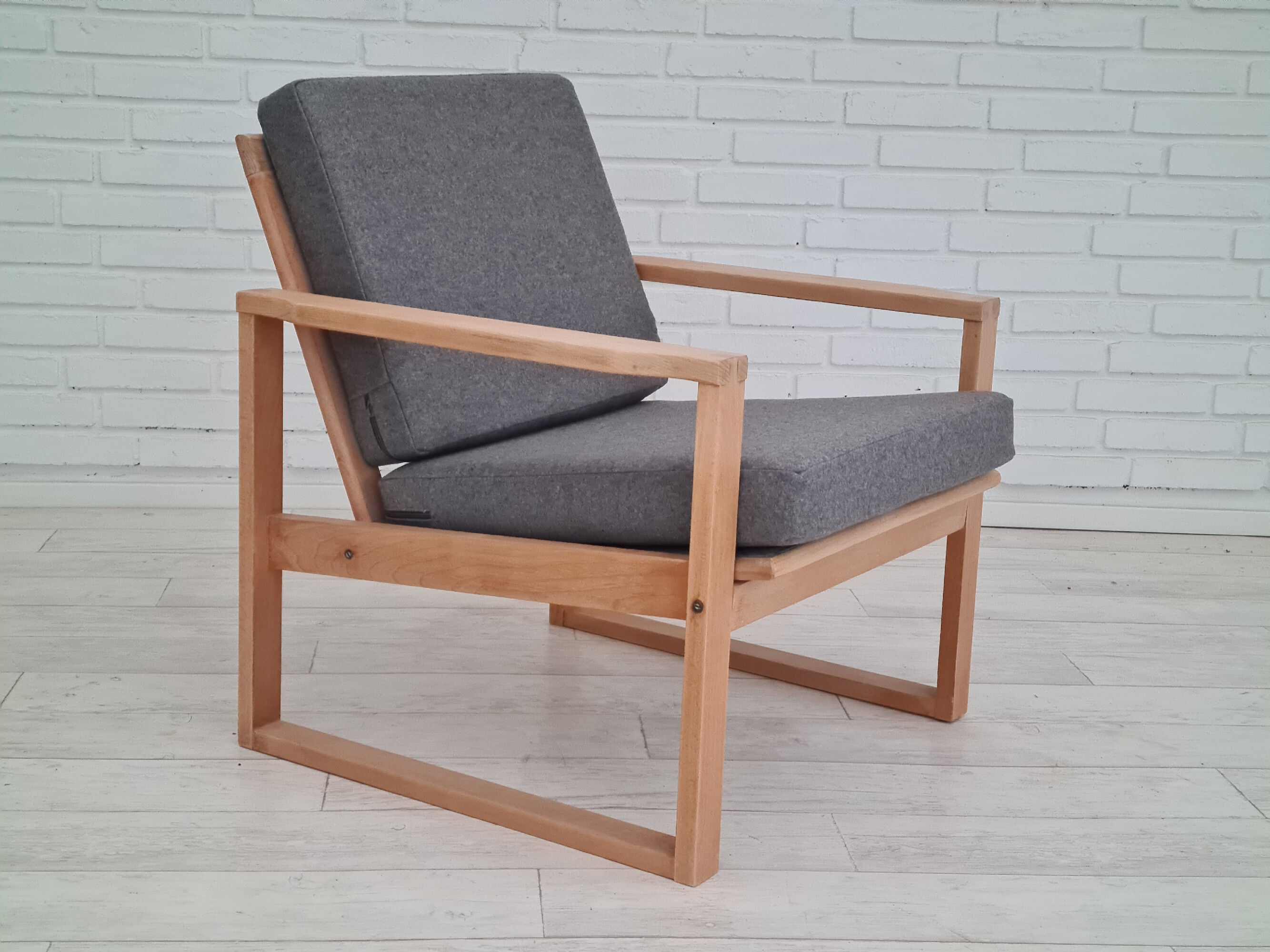 1970s, danish armchair, reupholstered, furniture wool, beech wood