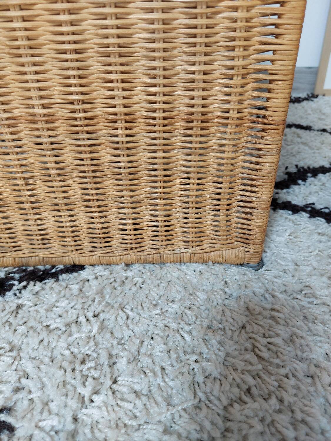 60s woven metal wicker bedside table
