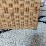 60s woven metal wicker bedside table