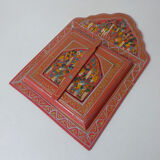 Old Moroccan mirror in pink wood Folk Art