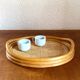 Oval tray made of rattan and bamboo from the 1970s
