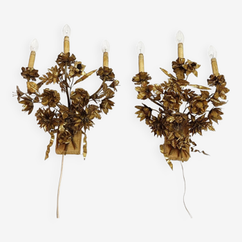 Pair of brass appliques. France, 1960s.