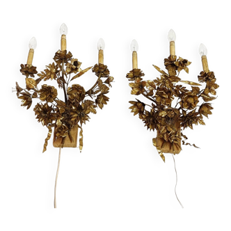 Pair of brass appliques. France, 1960s.