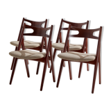 Model CH29P Sawbuck teak dining chairs by Hans J. Wegner for Carl Hansen & Søn, Set of 4