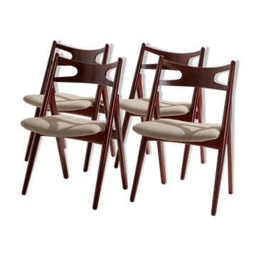 Model CH29P Sawbuck teak dining chairs by Hans J. Wegner for Carl Hansen & Søn, Set of 4