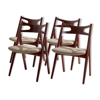 Model CH29P Sawbuck teak dining chairs by Hans J. Wegner for Carl Hansen & Søn, Set of 4