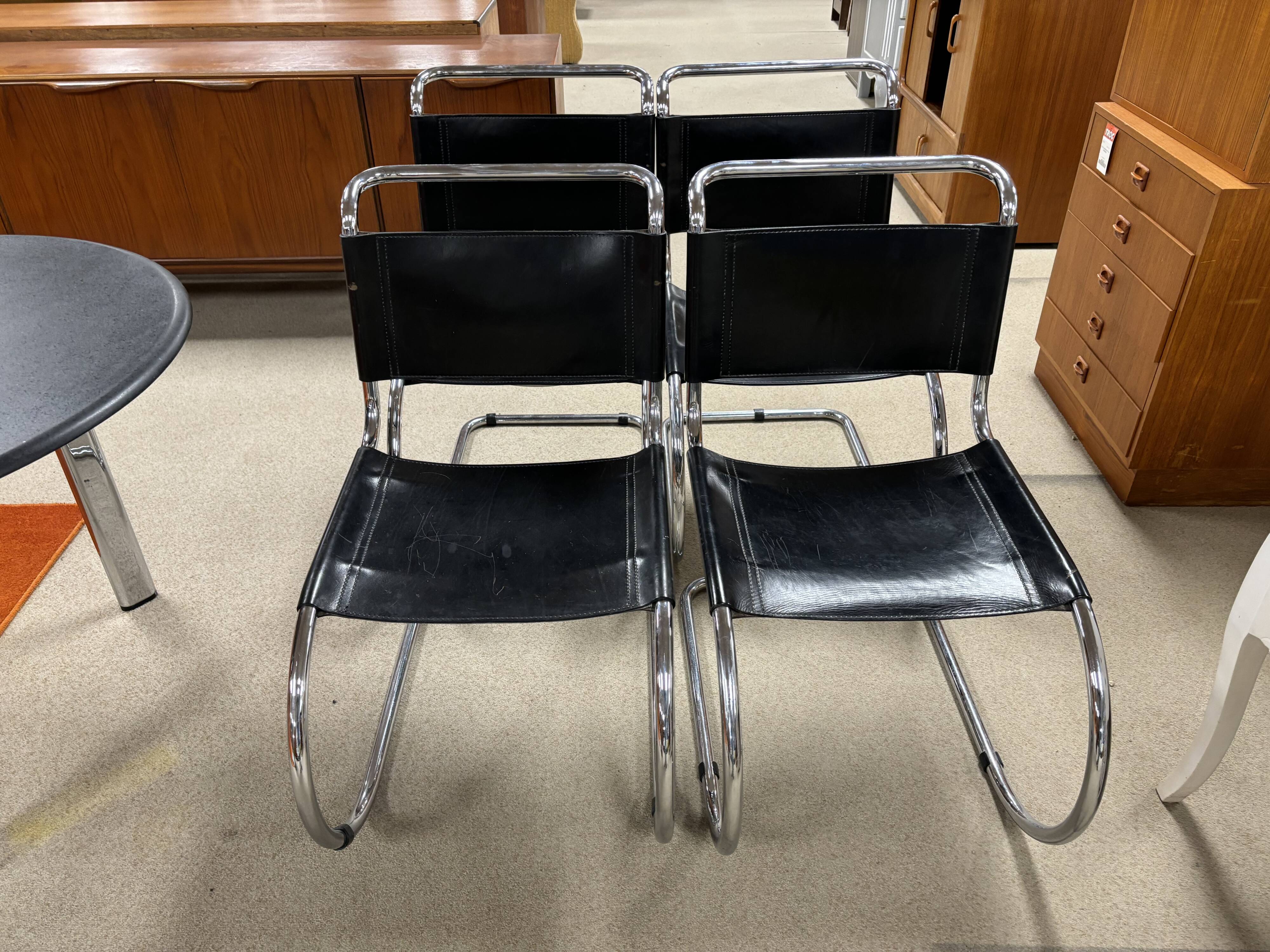 set of 4 MR side chairs by Ludwig Mies Van Der Rohe, Fasem edition, 1983