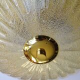 Large vintage ceiling lamp, glass and brass 60s
