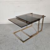 Ronald Schmitt trundle tables, glass and metal, 70s/80s