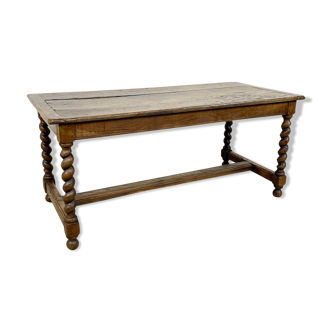 Antique oak dining table with barley twist legs
