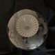 Fruit bowl, made of glass, with frosted decoration and base, luminous.