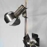 Chrome metal flower chandelier from the 70s