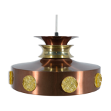 Scandinavian ceiling lamp copper & glass, Denmark, 1960s