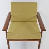 Fauteuil scandinave jaune chiné