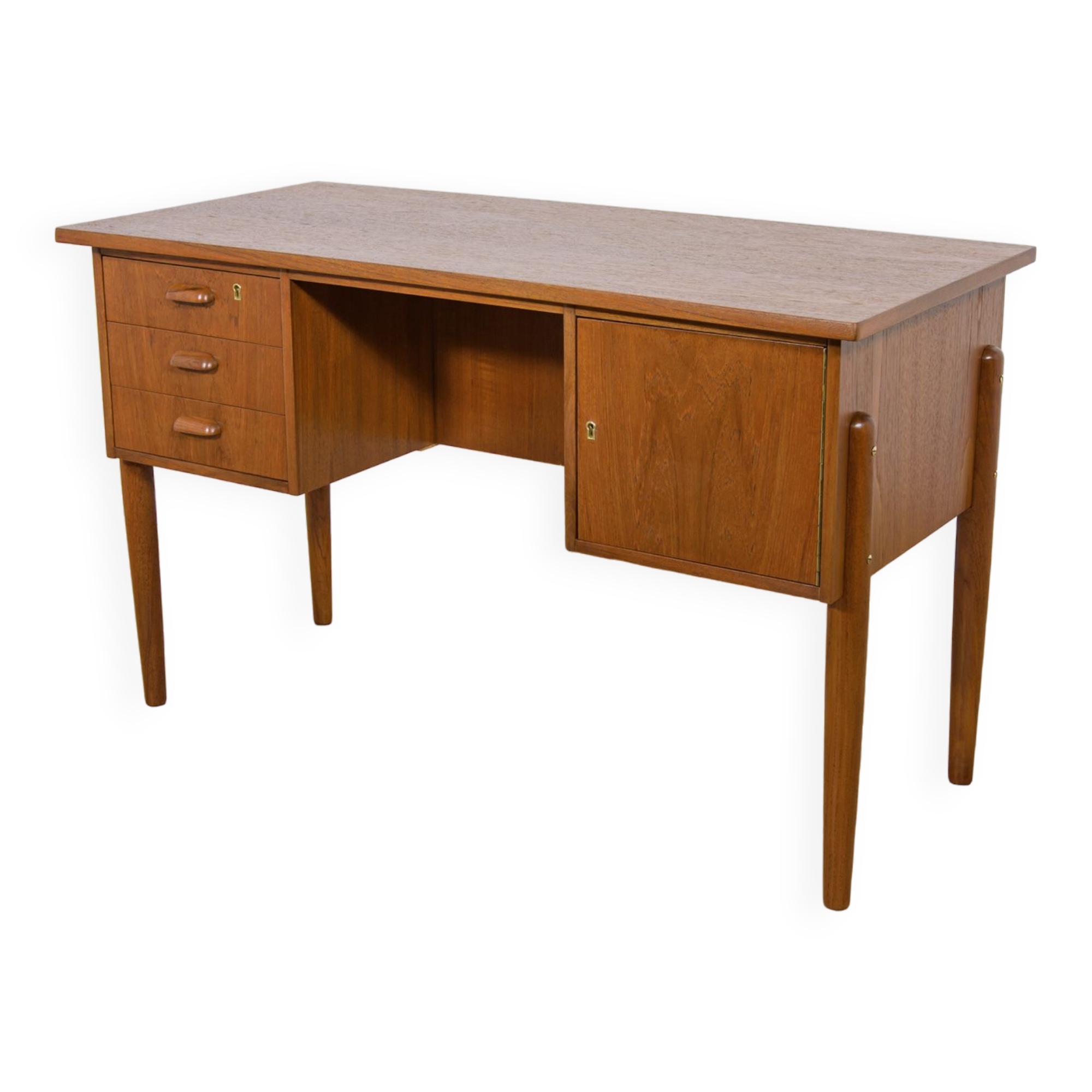Mid-Century Danish Freestanding Teak Desk, 1960s