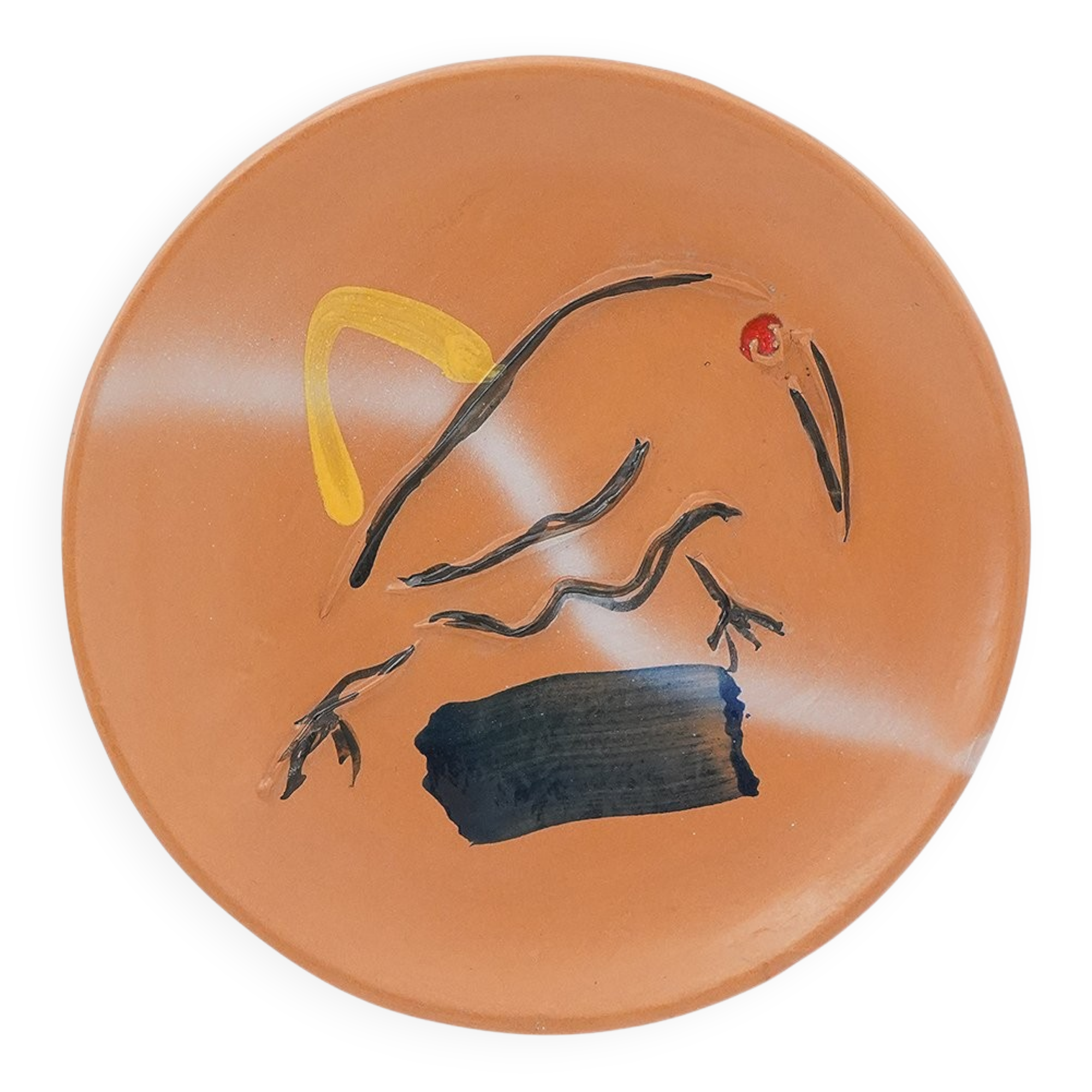 Kiwi Landscape Plate in Ceramic by Sergio Dangelo for Mazzotti Albisola, 1980s