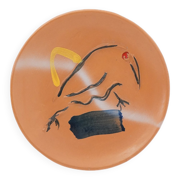 Assiette Paysage Kiwi en Céramique par Sergio Dangelo pour Mazzotti Albisola, années 1980