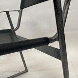 Vintage chair in saddle leather black steel 1970s