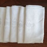 6 linen towels embroidered iris Monogram PD