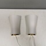 A set of retro wall lamps with white opal glass shades, Denmark 1950s