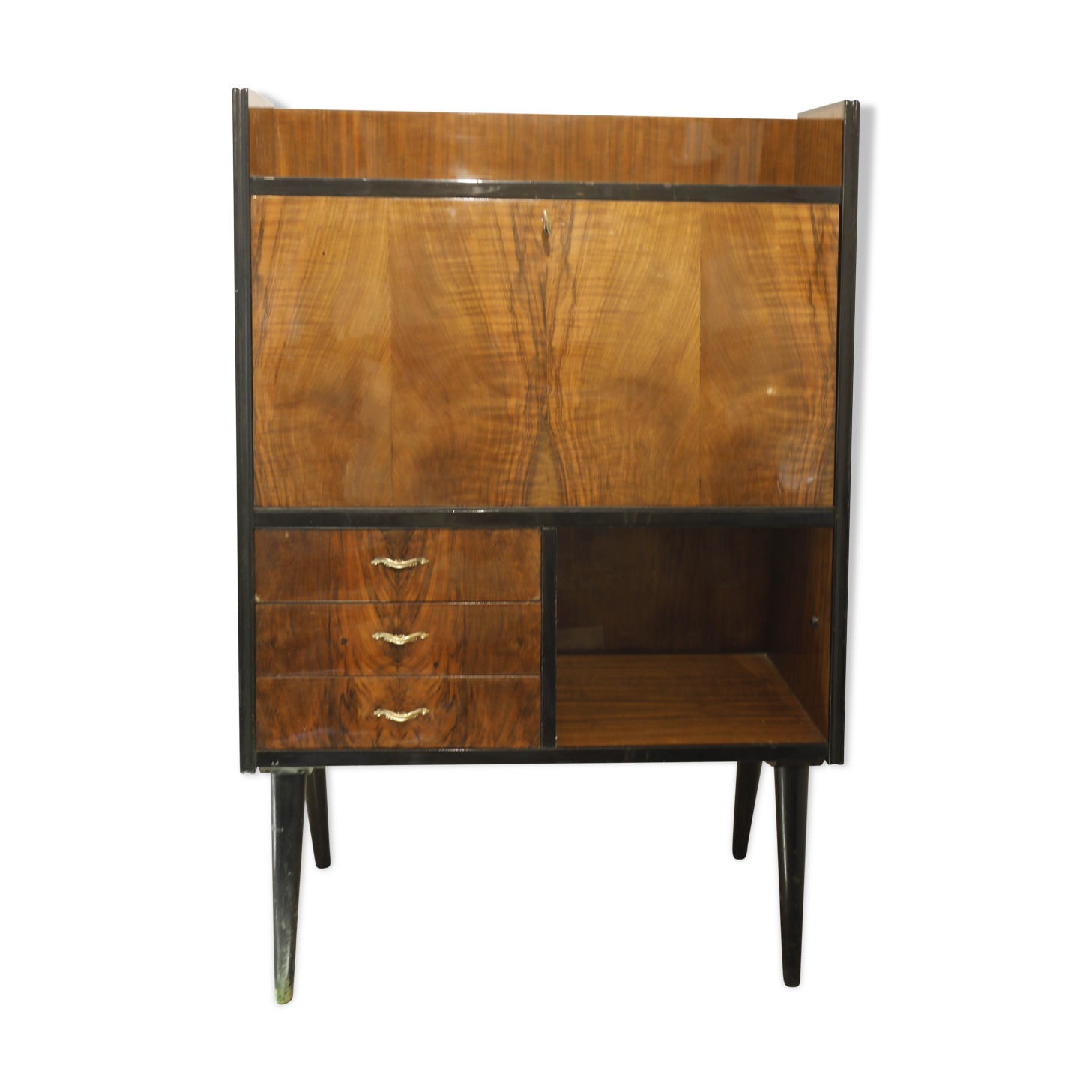 Bahut secretary wood laqué 70s