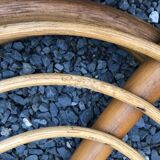 Rattan and glass coffee table