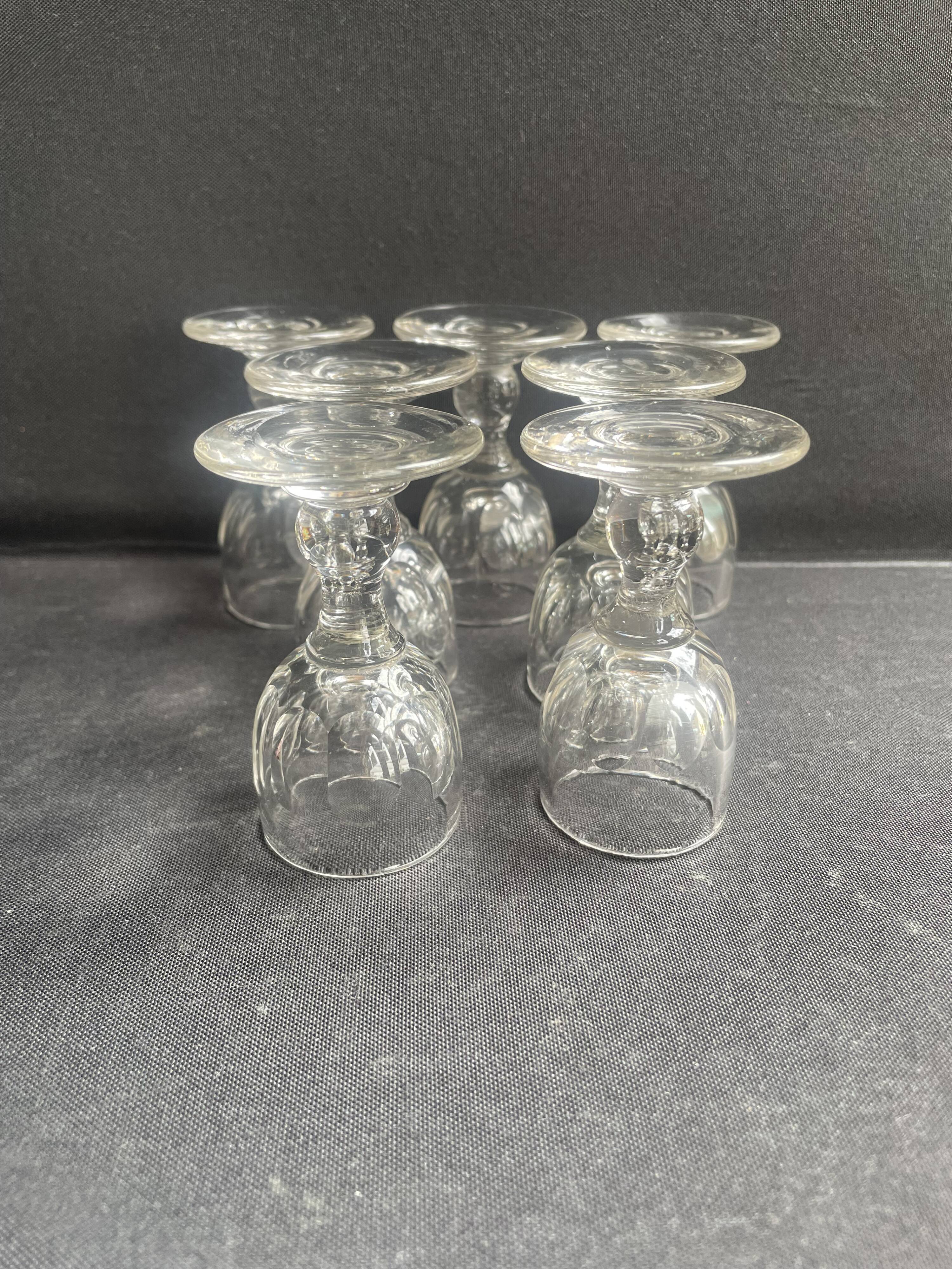 7 liqueur glasses – ½ Strong blown and cut crystal 19th century