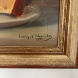 Old Oil Painting Still Life Golden Frame Signed Marcille 1990