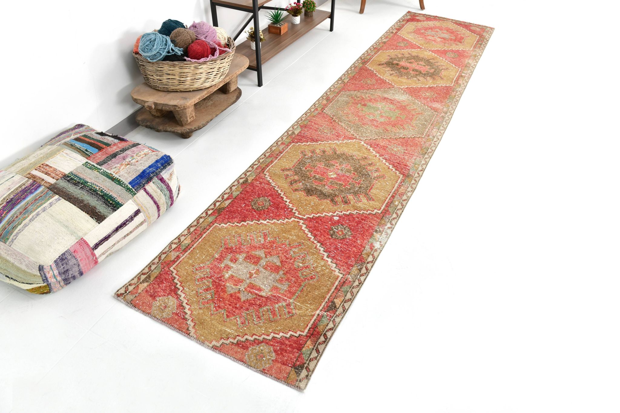 3x12 Red Tribal Turkish Runner Rug 83x370Cm SK 24645
