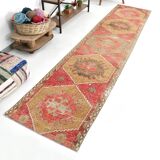 3x12 Red Tribal Turkish Runner Rug 83x370Cm SK 24645