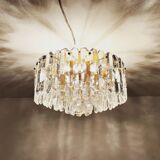 Gilded ice glass ceiling chandelier by J.T. Kalmar