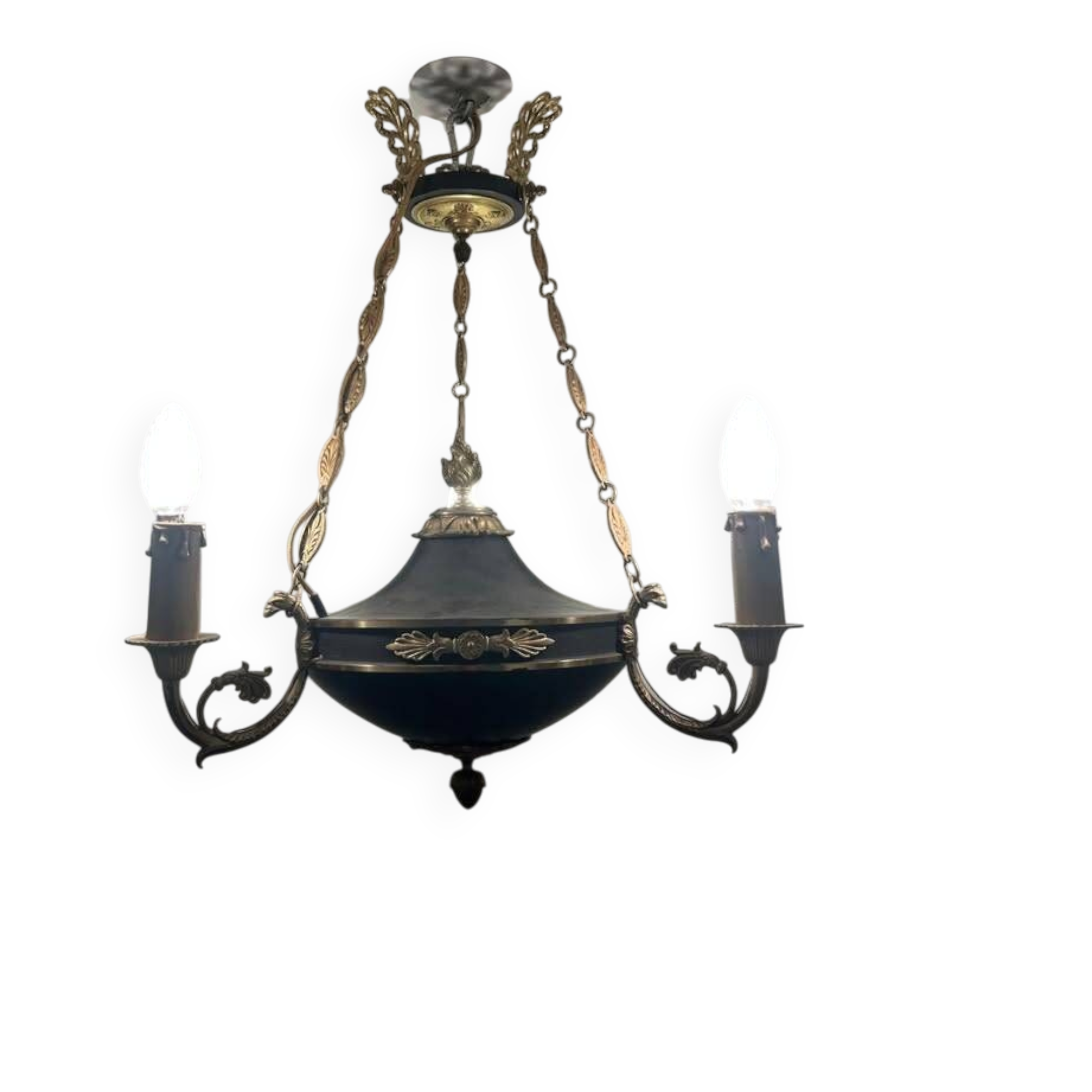 Antique bronze chandelier, Empire style, late 19th century.