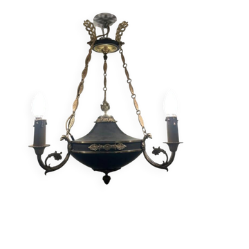 Antique bronze chandelier, Empire style, late 19th century.